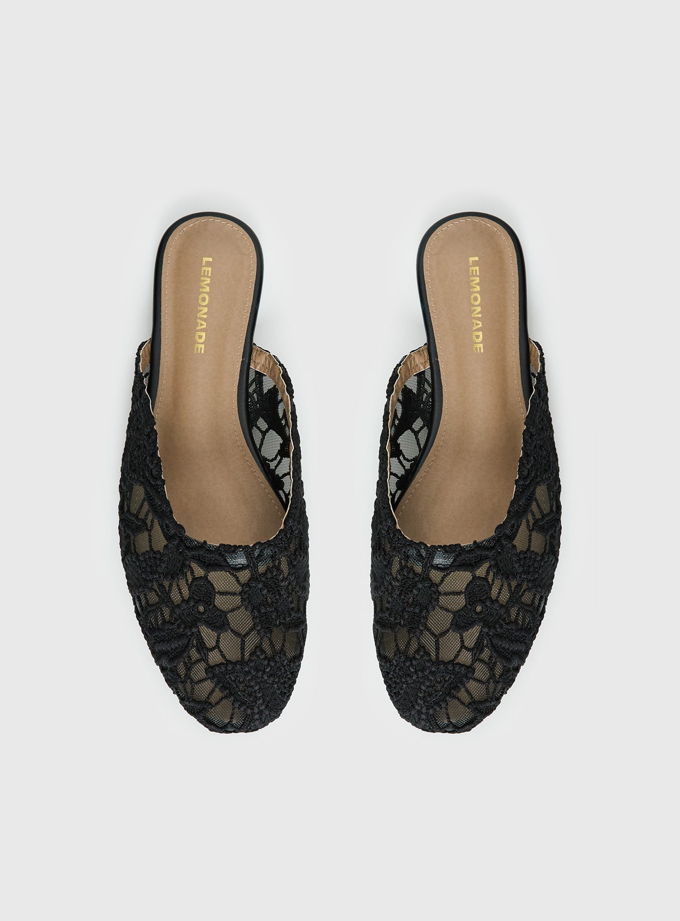 Gretta Lace Slip On Flats Black