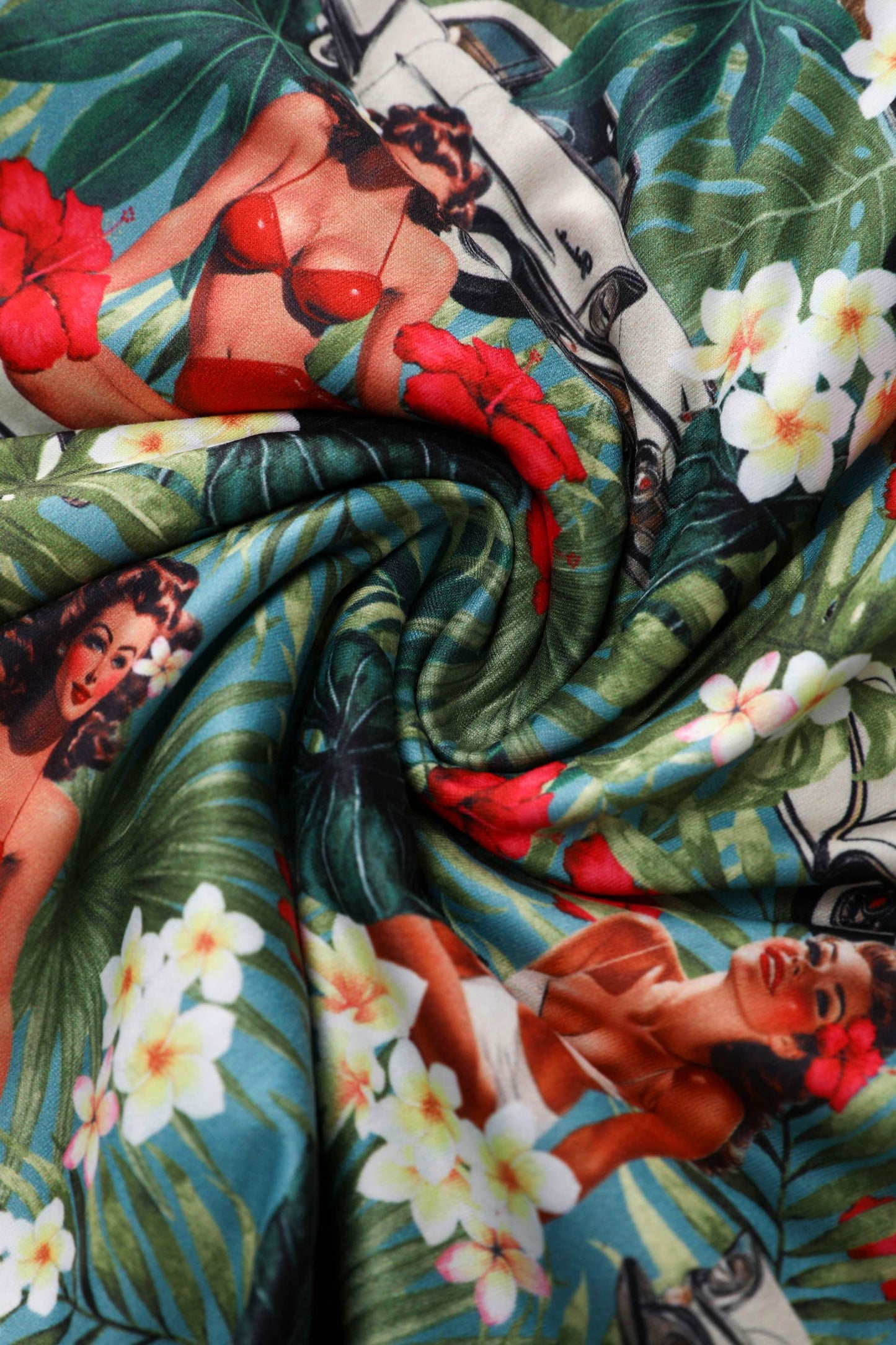 Matilda Hawaiian Pinup Girl Wrap Dress