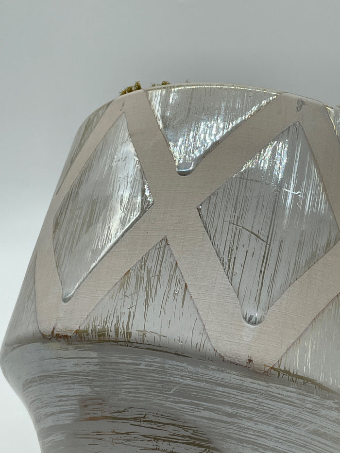 CERAMIC POT WITH MOSS DIAMOND MIRROR GLAZE DESIGN
