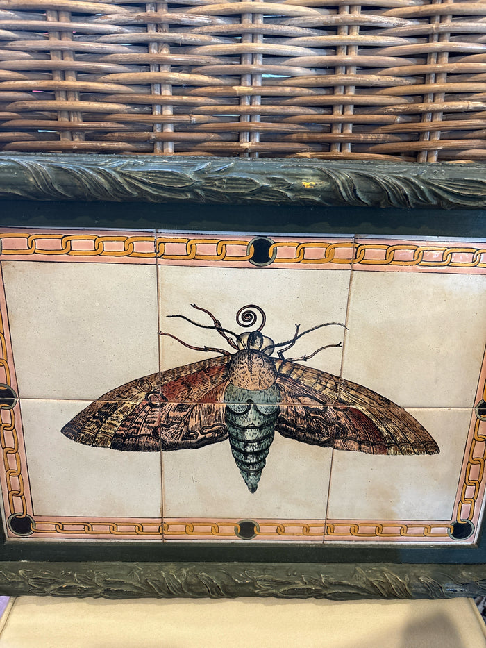 CERAMIC TILE/WOOD DECORATIVE TRAY MOTH MURAL