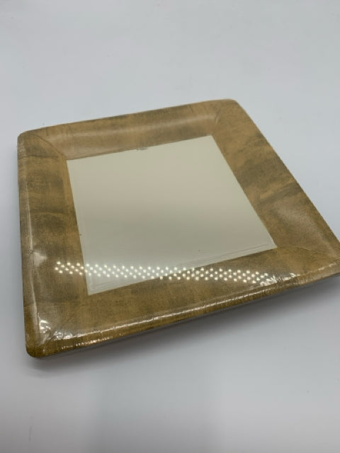 DINNER PLATES GOLD LEAF IVORY SQUARE