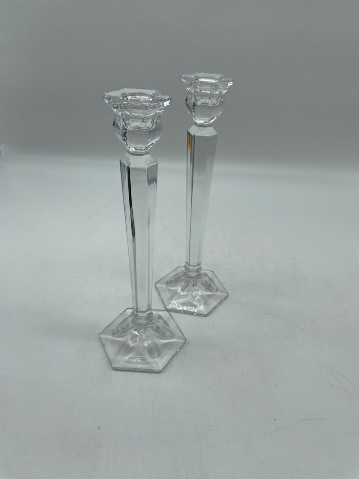PAIR CUT GLASS CANDLE STICKS