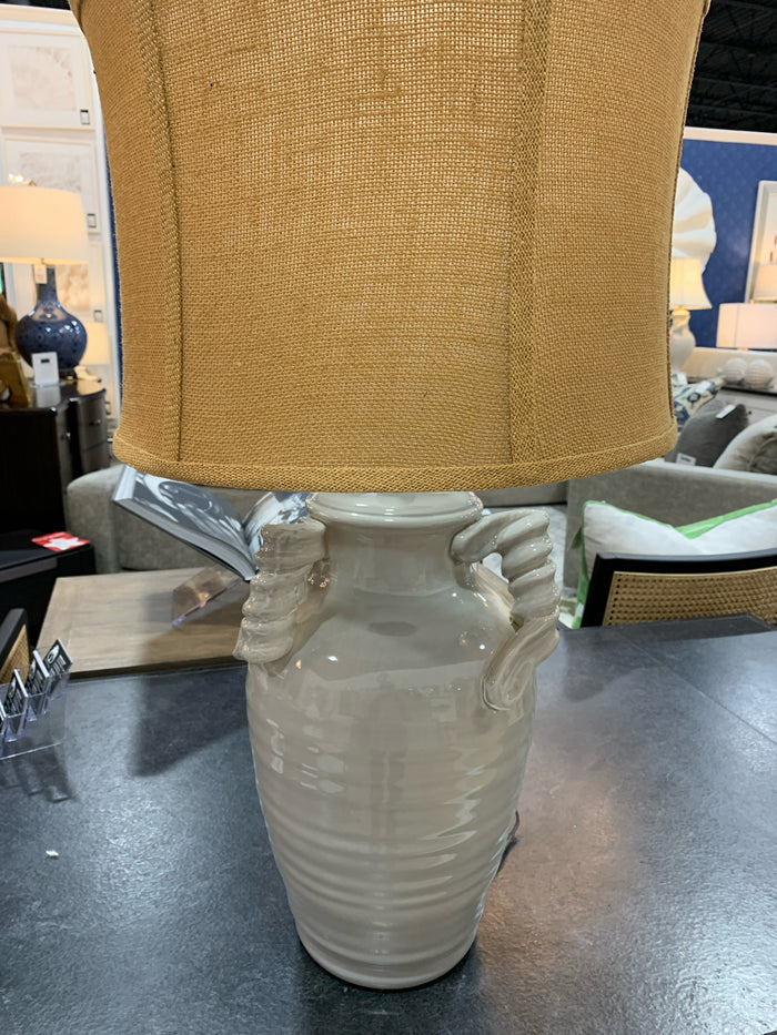 TABLE LAMP CERAMIC GREY BROWN SHADE
