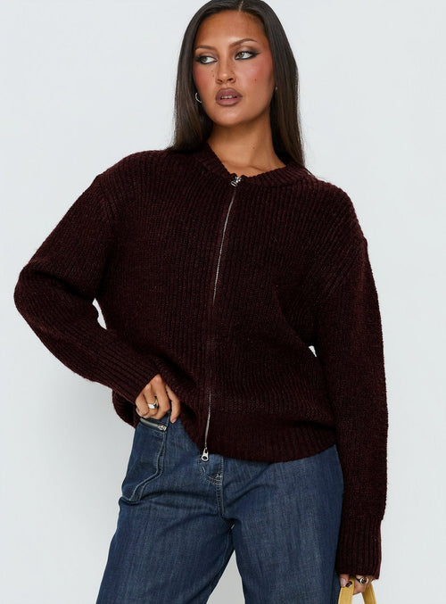 Lexene Zip Through Jumper Plum