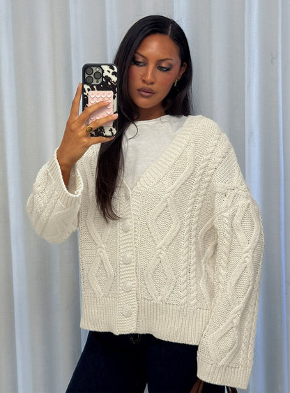 Selfless Love Cable Knit Cardigan Cream