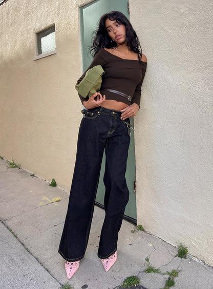 Serenitia Mid Rise Relaxed Jeans Dark Raw Wash