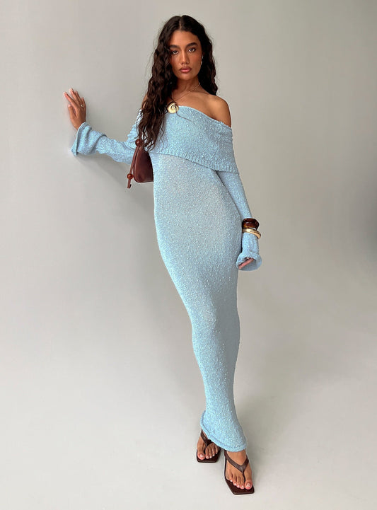 Karynn Long Sleeve Maxi Dress Blue