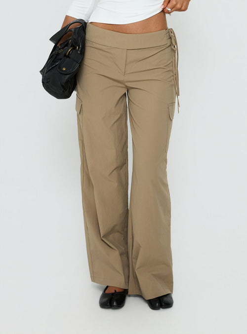 Rosemonde Tie Side Cargo Pants Khaki