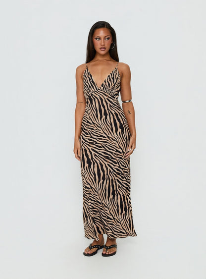 Cherilynn V Neck Maxi Dress Zebra