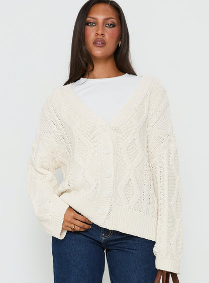 Selfless Love Cable Knit Cardigan Cream