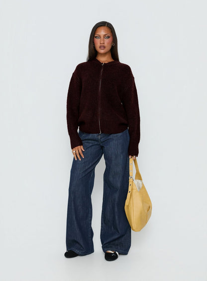 Lexene Zip Through Jumper Plum
