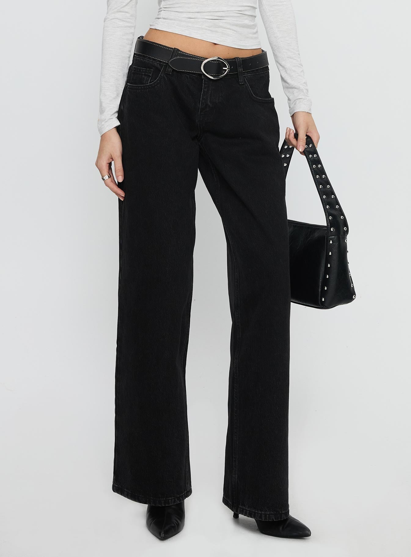 Ellanor Low Rise Slouch Denim Jean Washed Black