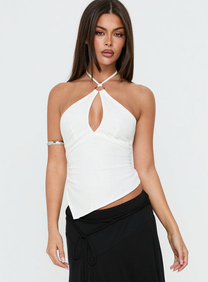 Idiana Halter Keyhole Top Cream