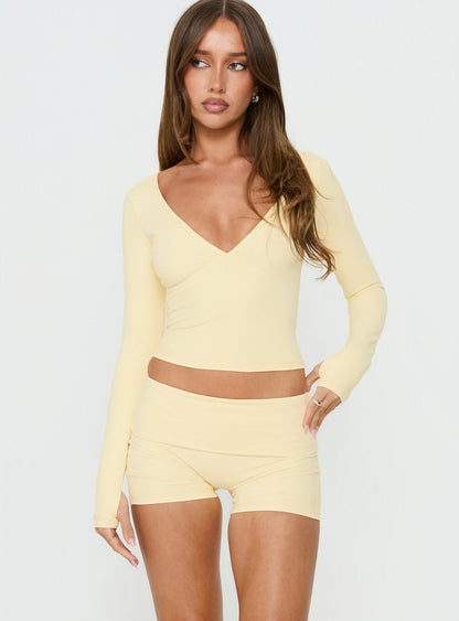 Peak Foldover Micro Shorts Yellow