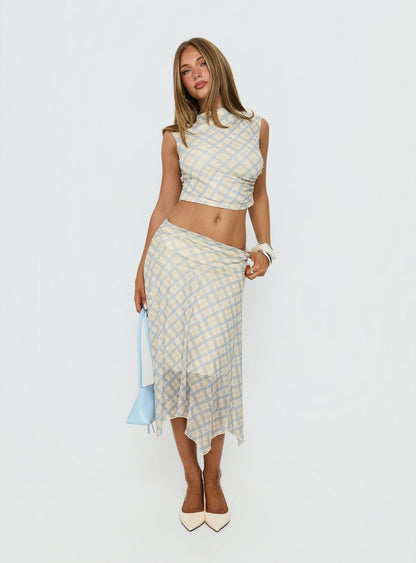 In My Lane Ruched Waist Midi Skirt Multi