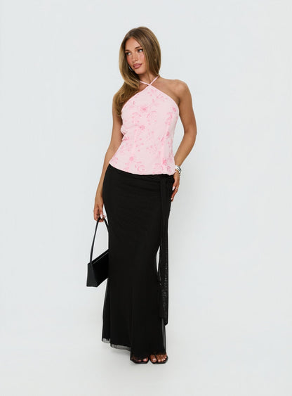Evolet Embellished Halter Top Pink