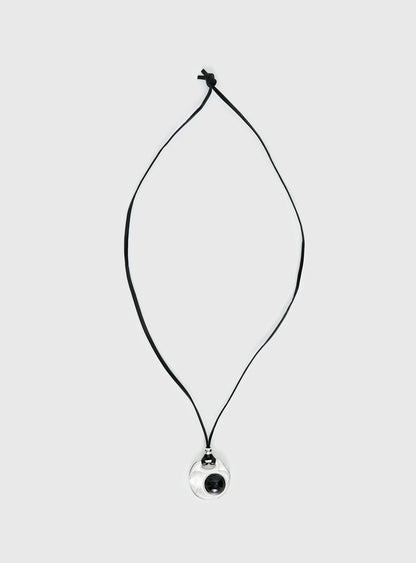 Coastal Chaos Pendant Cord Necklace Silver / Black