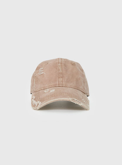 Damonica Distressed Cap Washed Mocha