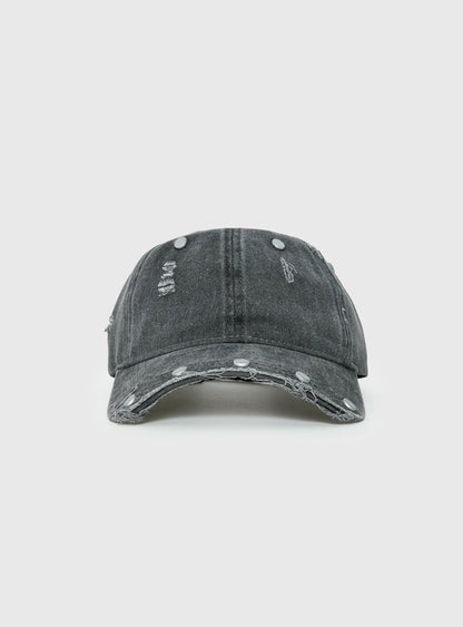Night Shift Distressed Stud Cap Black