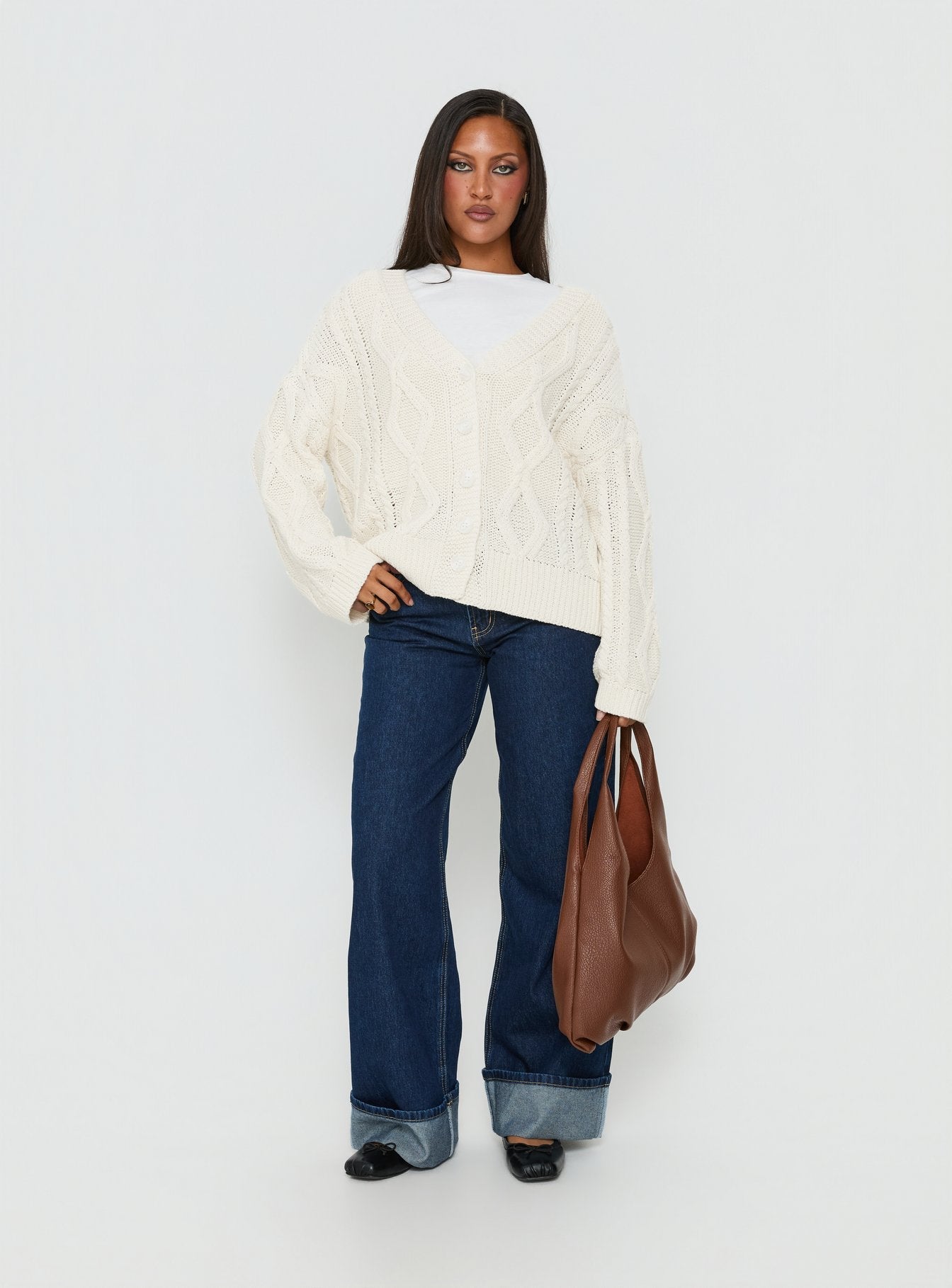 Selfless Love Cable Knit Cardigan Cream