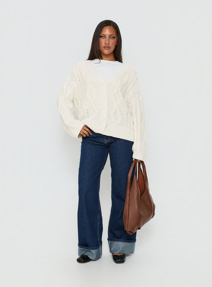 Selfless Love Cable Knit Cardigan Cream