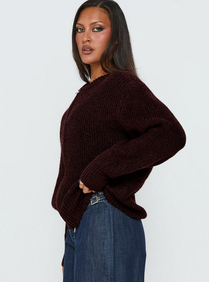 Lexene Zip Through Jumper Plum