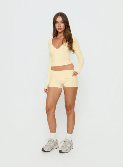 Peak Foldover Micro Shorts Yellow