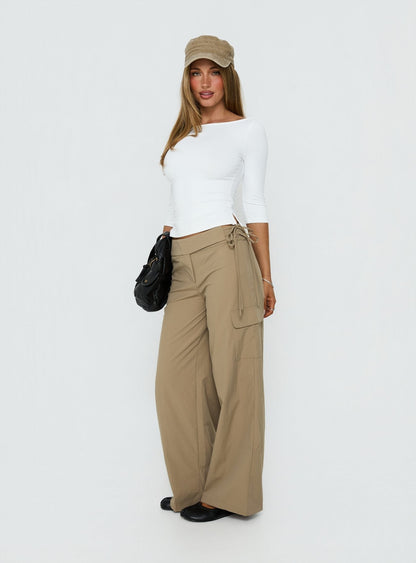 Rosemonde Tie Side Cargo Pants Khaki
