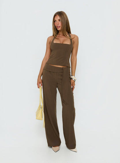 Wild Haze Tie Waist Pants Dark Green
