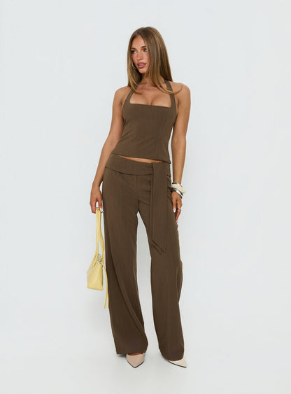 Wild Haze Halter Top Dark Green