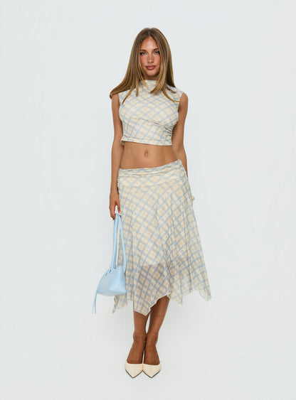 In My Lane Ruched Waist Midi Skirt Multi