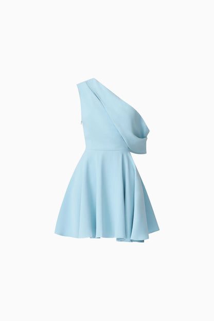Elinor One Shoulder Mini Dress in Blue