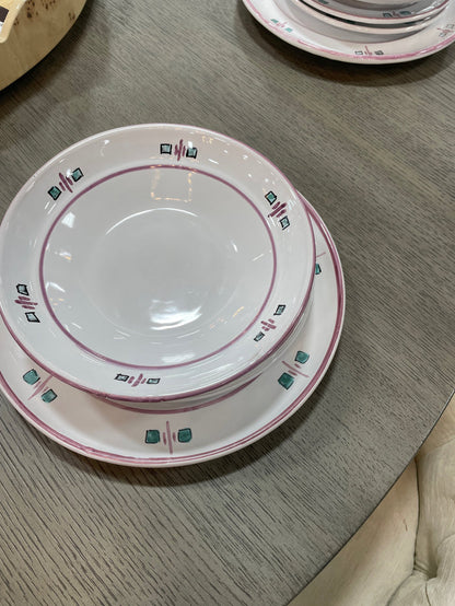 21 PIECE DISH SET ROSANNA PURPLE AND GREEN DESIGN