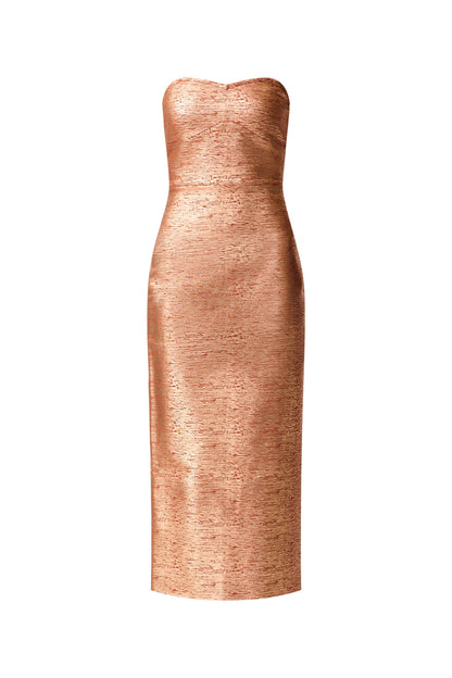 Rhian Strapless Midi in Orange