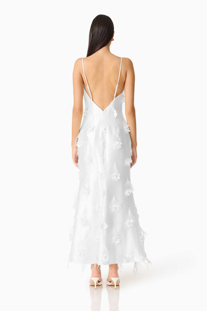 Lunaria Satin Maxi Dress In White