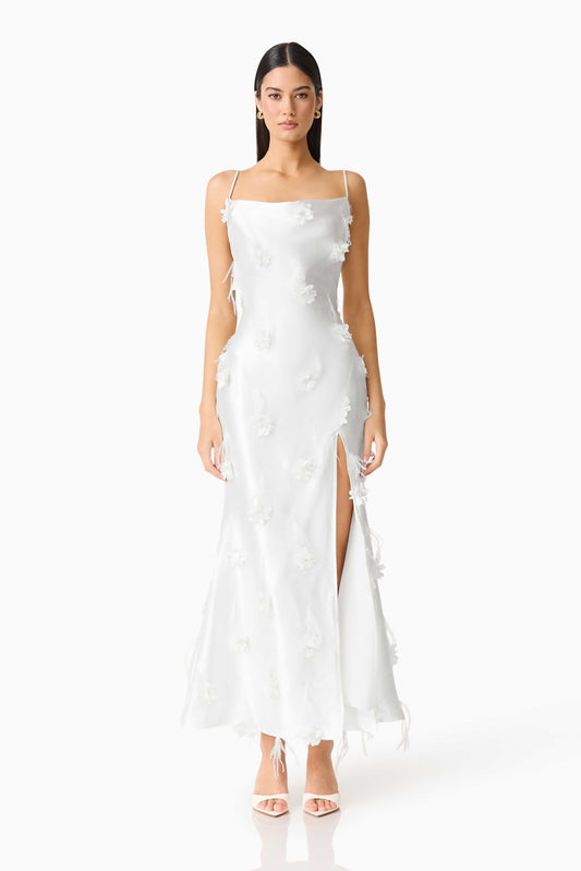 Lunaria Satin Maxi Dress In White