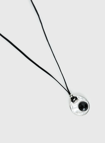 Coastal Chaos Pendant Cord Necklace Silver / Black