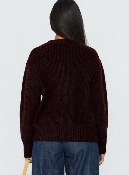 Lexene Zip Through Jumper Plum