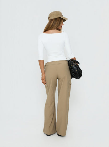 Rosemonde Tie Side Cargo Pants Khaki
