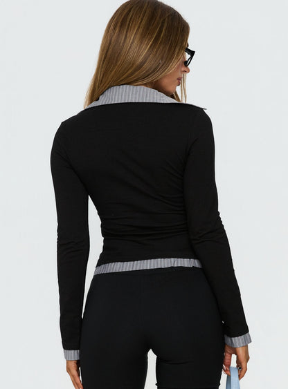 Orelie Layered Long Sleeve Knit Top Multi