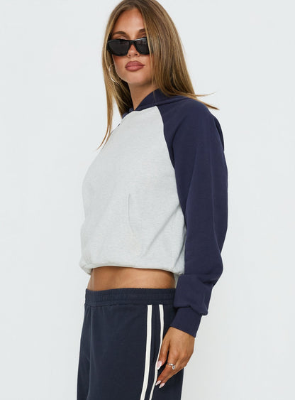 Trooper Contrast Hoodie Navy / Grey