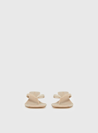 So Exclusive Faux Suede Thong Heels Tan