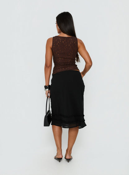 Clarabella Frill Midi Skirt Black