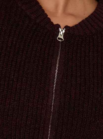 Lexene Zip Through Jumper Plum