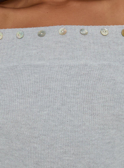 Miralys Off Shoulder Long Sleeve Knit Top Grey