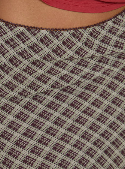 Sydni Midi Bias Cut Skirt Wine Check