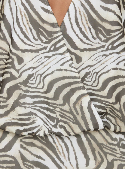 Rings of Saturn Plunge Halter Mini Dress Zebra