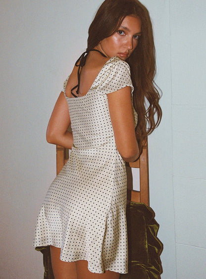 Lucienna Polka Dot Mini Dress White / Black