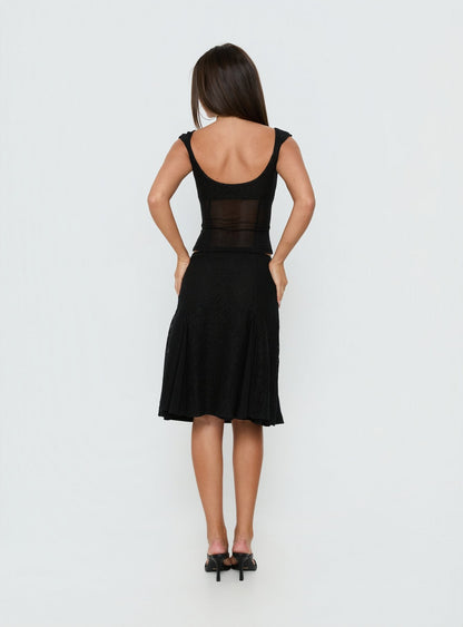 Quani Lace Midi Skirt Black