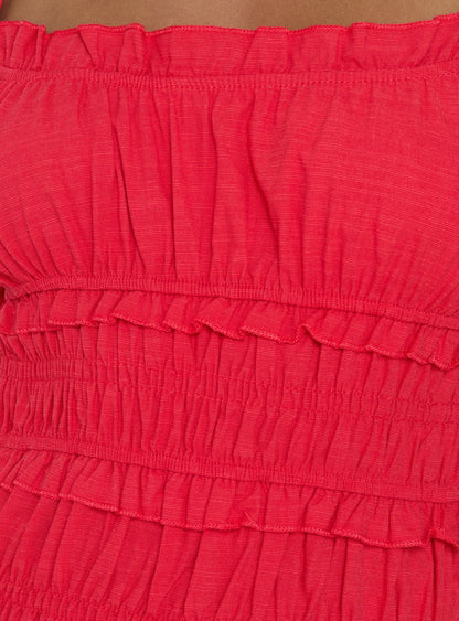 Rubiella Shirred Maxi Dress Red